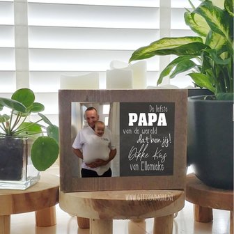 Steigerhout met foto op aluminium papa