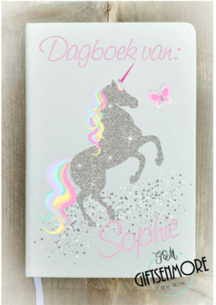 Dagboek met naam unicorn.